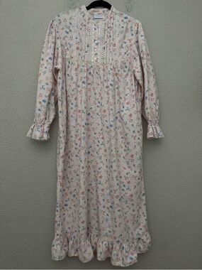 Erika Taylor Cotton Flannel Nightgown Floral Print Large Cottagecore Victorian